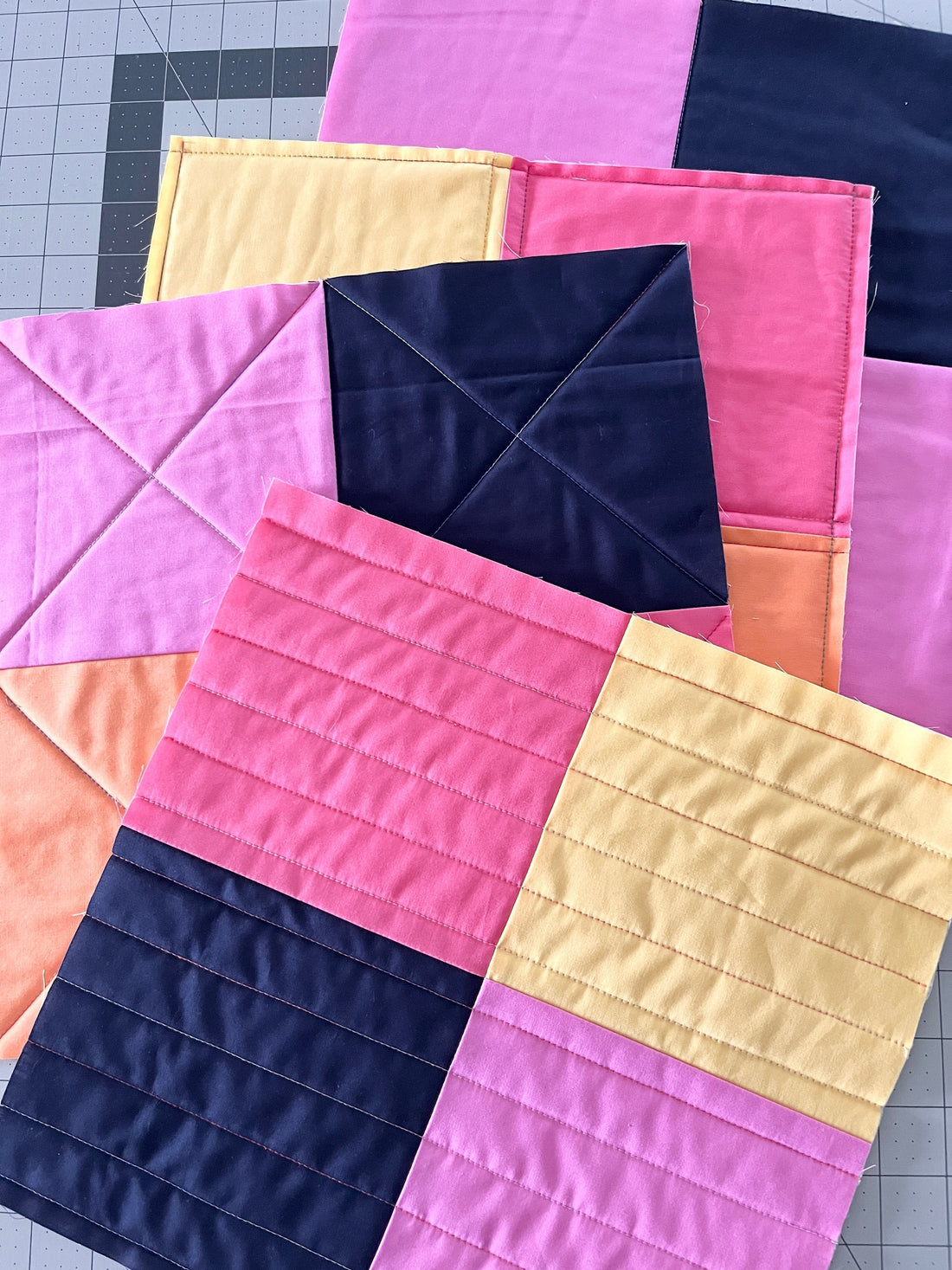 4 colourful examples of straight stitch topstitching