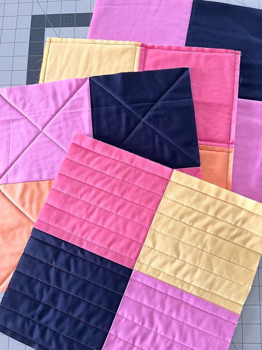 4 colourful examples of straight stitch topstitching