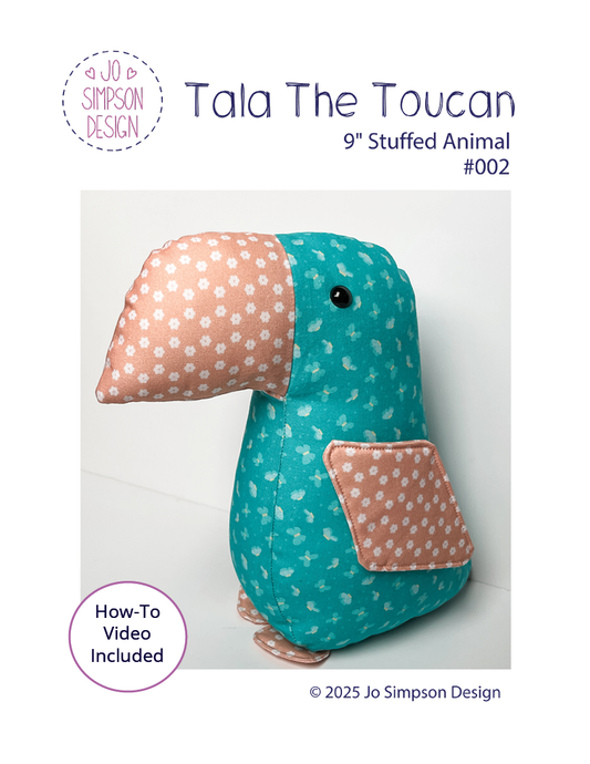 Pre Order: Bulk - Set of 4 Paper Printed Tala The Toucan 9" Sewing Pattern